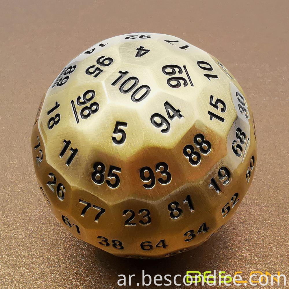 Solid Metal 100 Sided Polyhedral Dice 4
